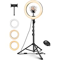 ELEGIANT 10&quot- Aro de Luz Selfie Trípode- Anillo de Luz LED con Soporte para Móvil con Control Remoto Regulable para…